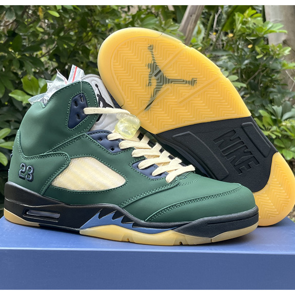 Air Jordan 5 "Navy Green” Sneakers      FZ5758-003 - DesignerGu