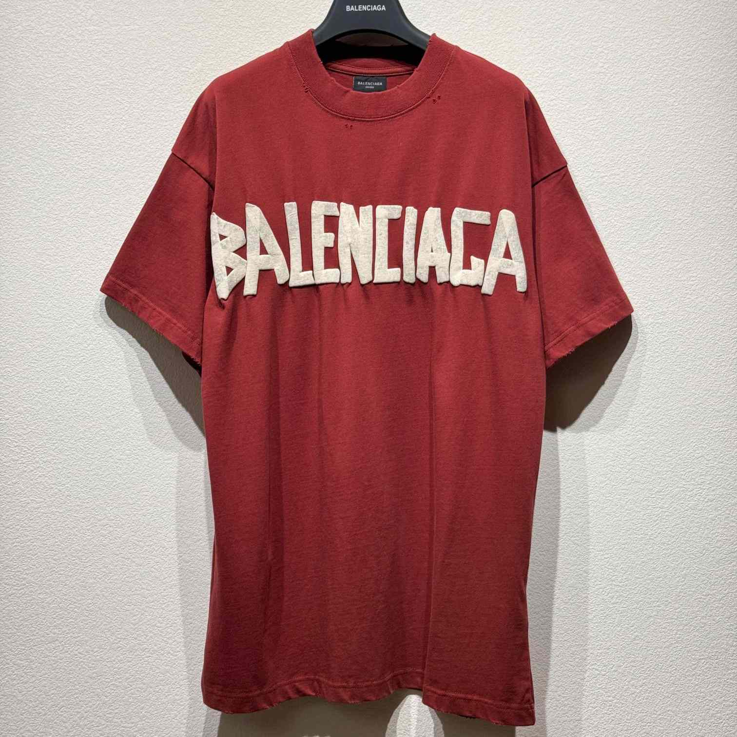 Balenciaga Tape Type T-Shirt Medium Fit In Dark Red - DesignerGu