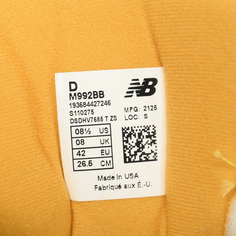 New Balance 992 Yellow Sneakers      M992BB  - DesignerGu