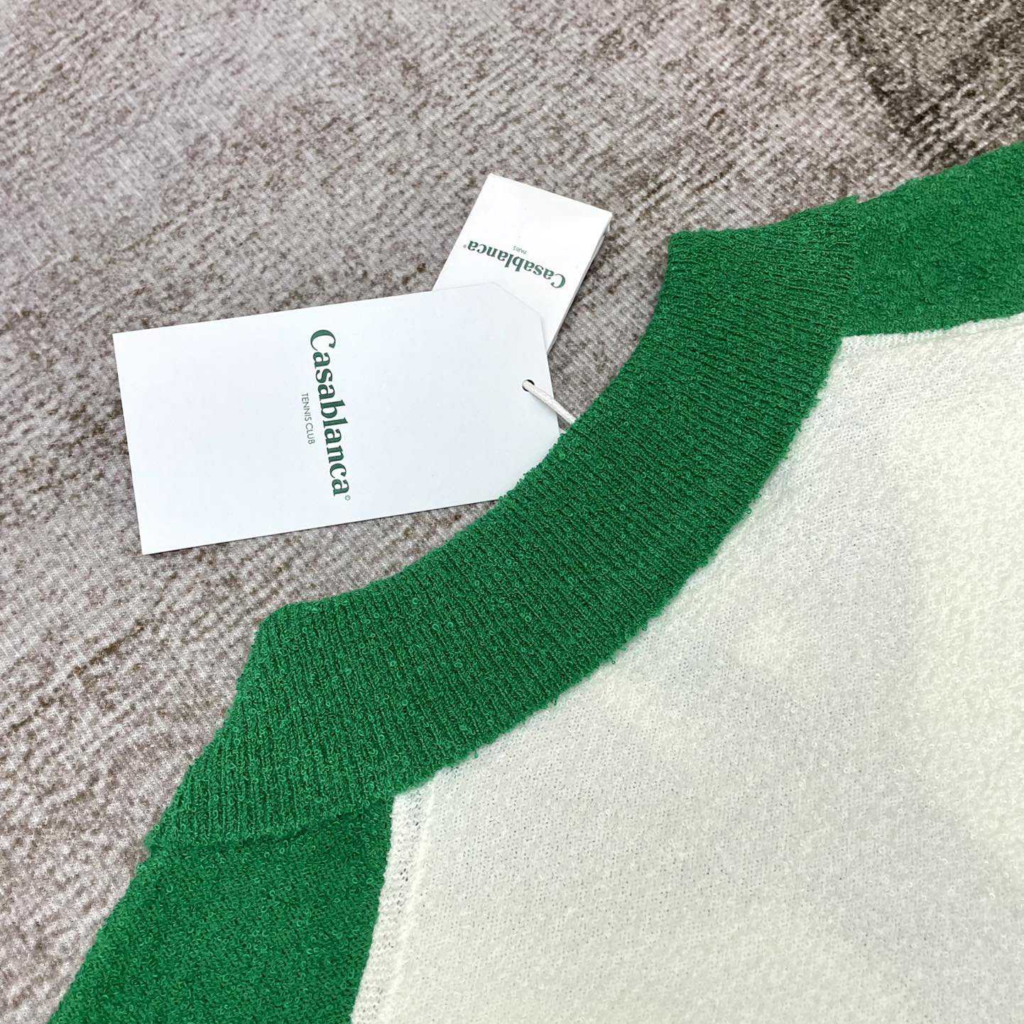 Casablanca Colour Blocking Boucle Polo - White / Green - DesignerGu