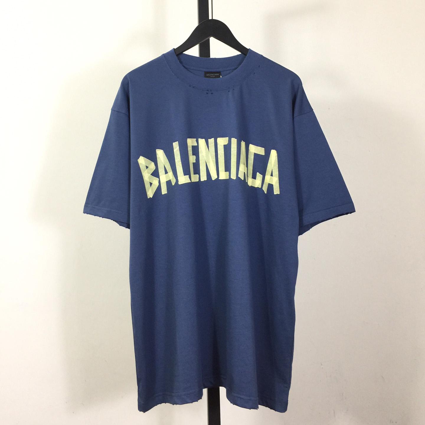 Balenciaga Tape Type T-Shirt Medium Fit In Blue - DesignerGu