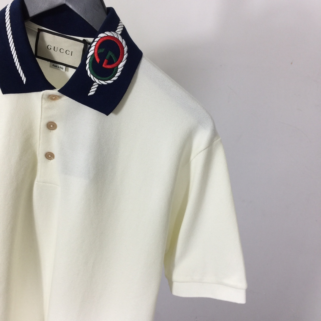 Gucci Cotton Piquet Polo With GG Logo - DesignerGu