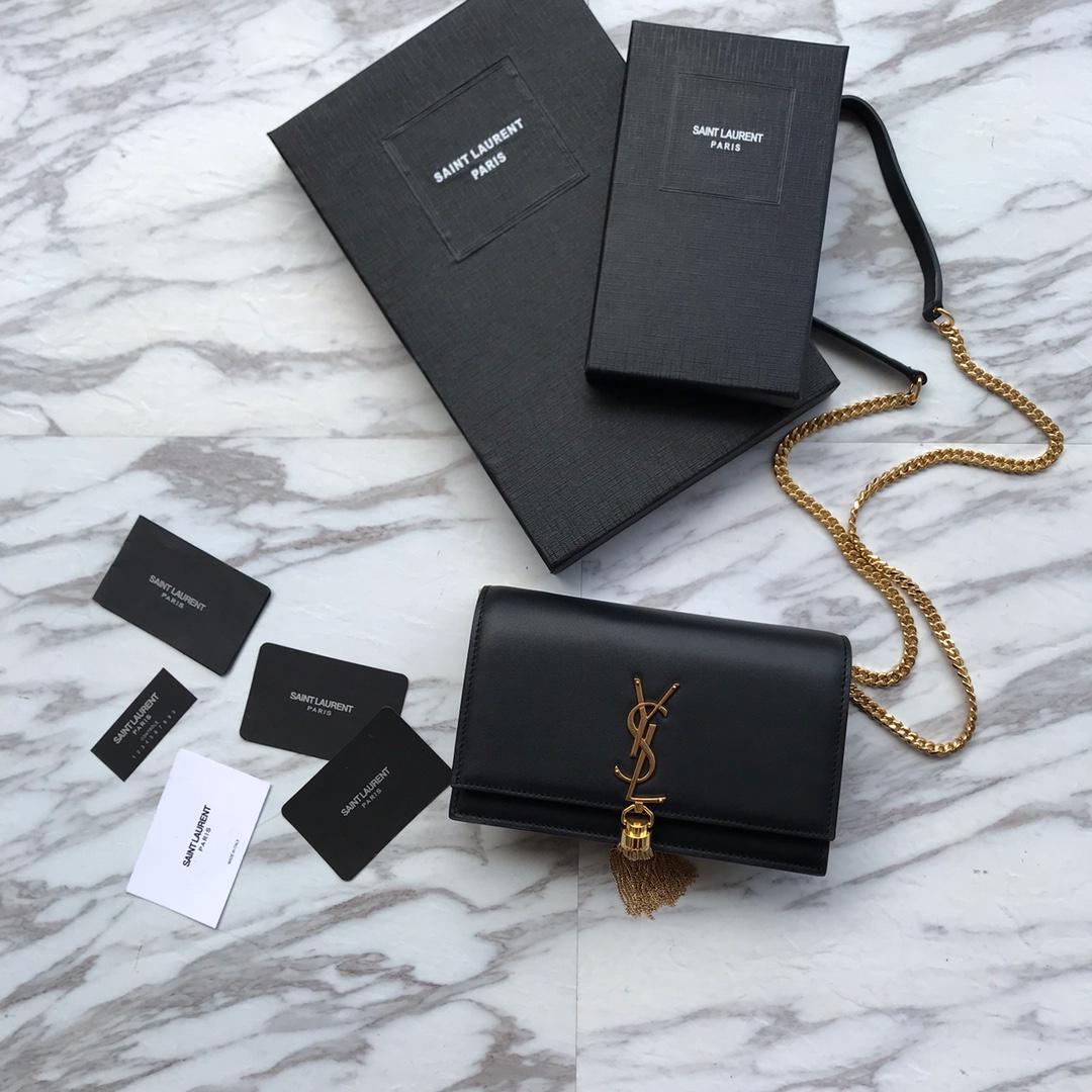 Saint Laurent Satin Kate Chain Wallet (19*12.5*4cm) - DesignerGu