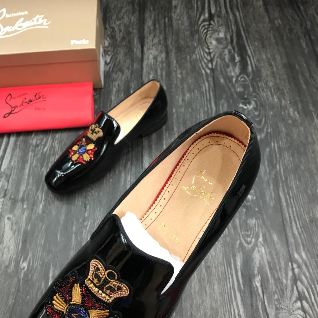 Christian Louboutin Black Leather Loafers - DesignerGu