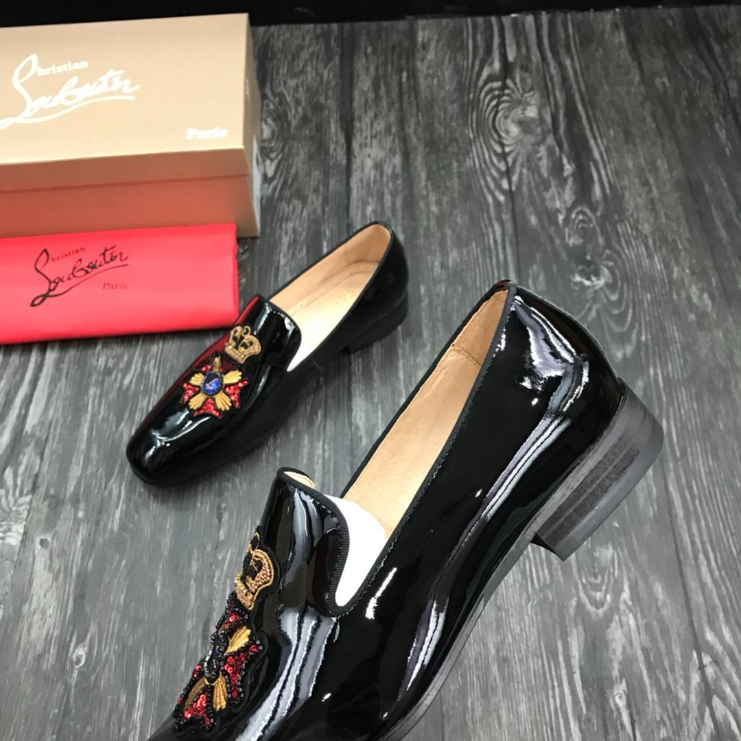 Christian Louboutin Black Leather Loafers - DesignerGu