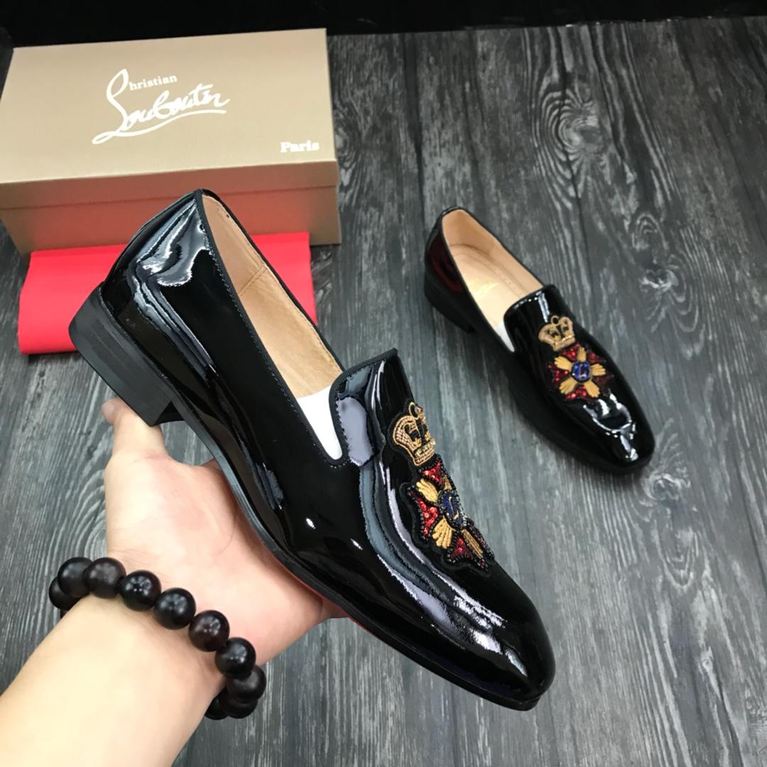 Christian Louboutin Black Leather Loafers - DesignerGu