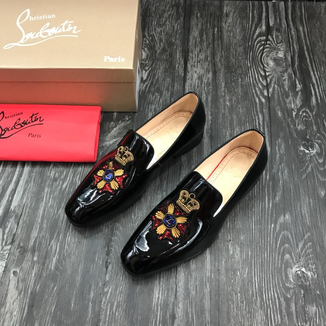 Christian Louboutin Black Leather Loafers - DesignerGu