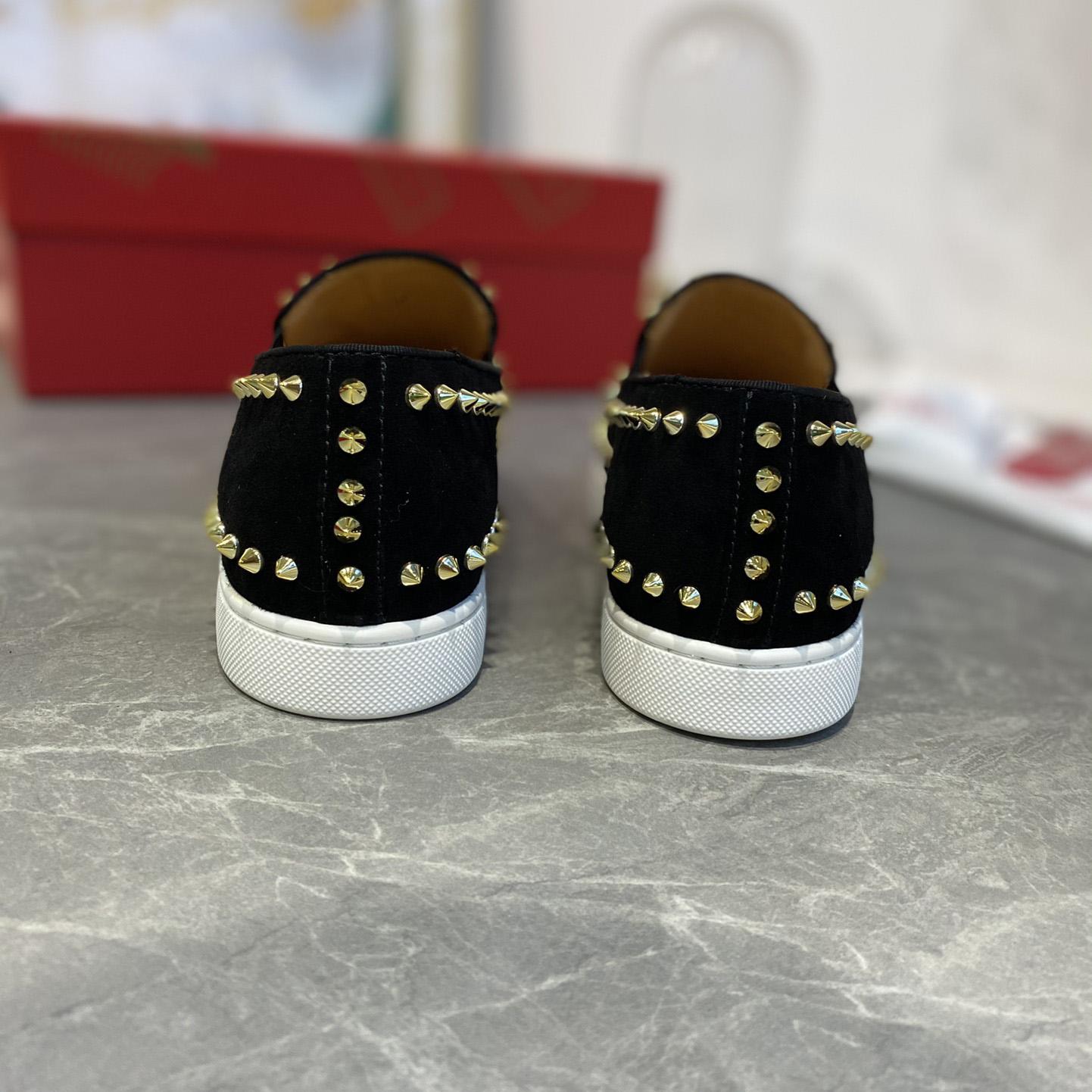 Christian Louboutin Studded Suede Spike Slip-On Sneakers - DesignerGu