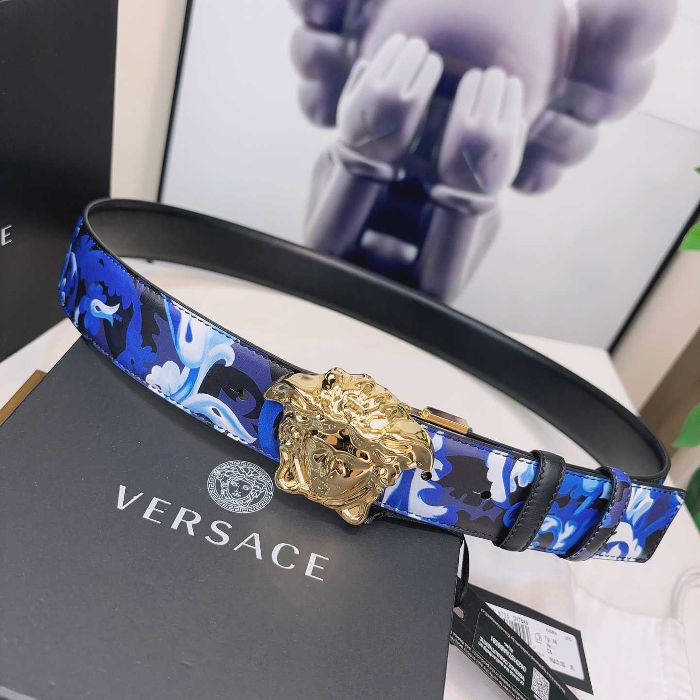 Versace La Medusa Logo-buckle Barocco-print Belt   40mm - DesignerGu