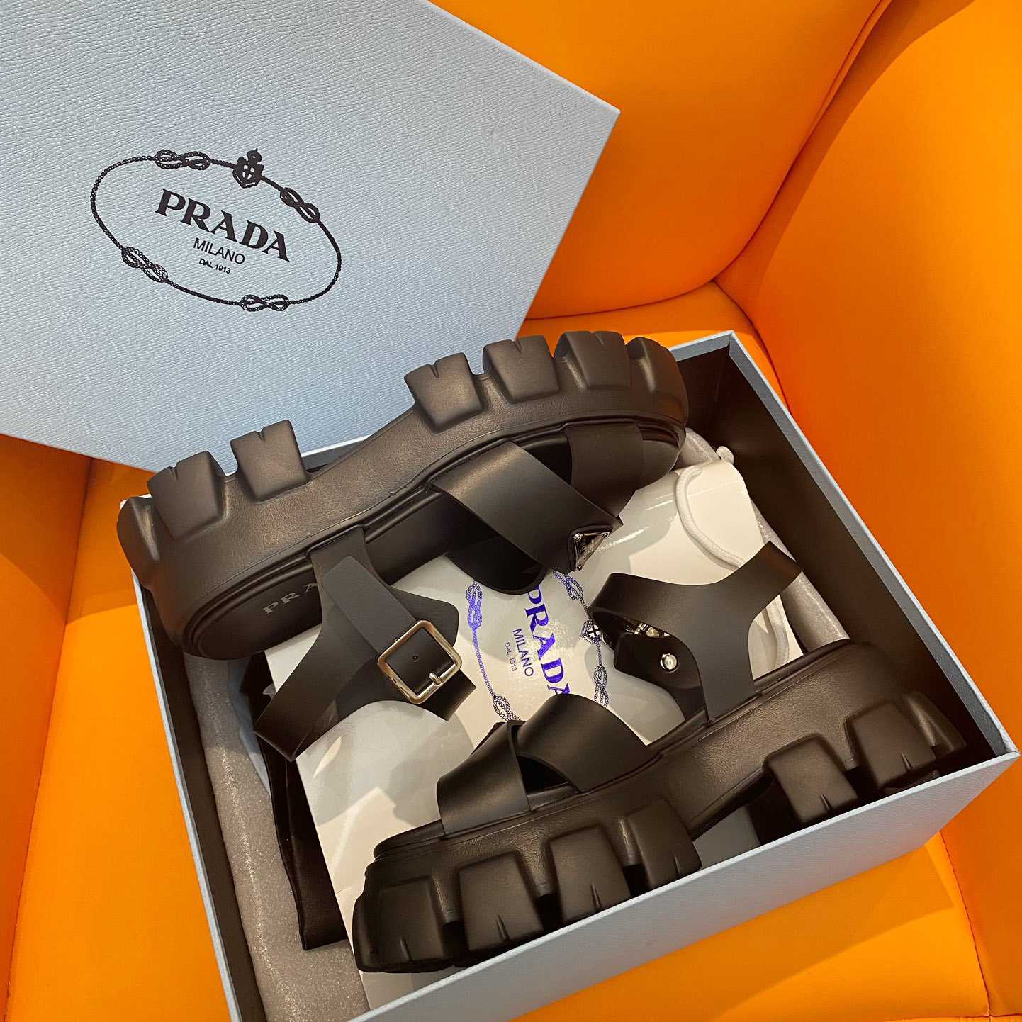 Prada Monolith Rubber Sandals - DesignerGu