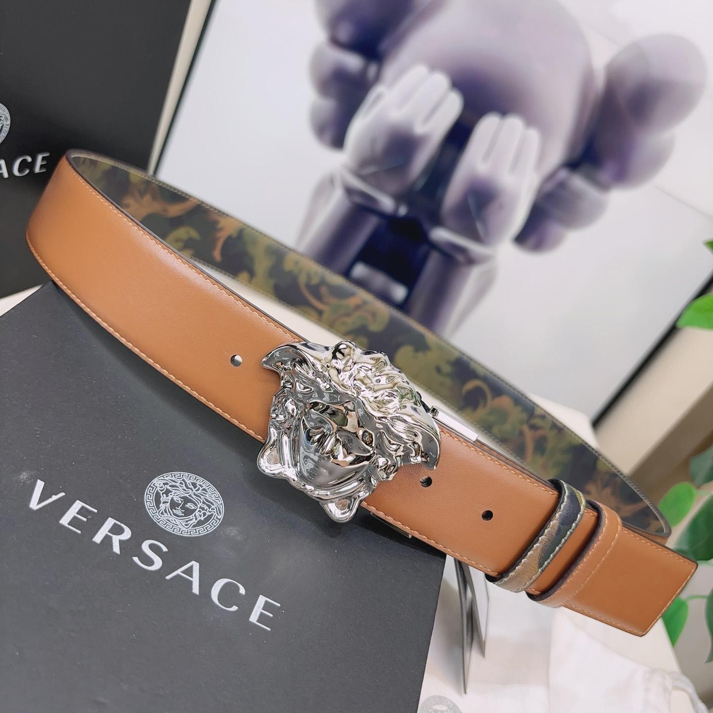 Versace La Medusa Logo-buckle Barocco-print Belt   40mm - DesignerGu