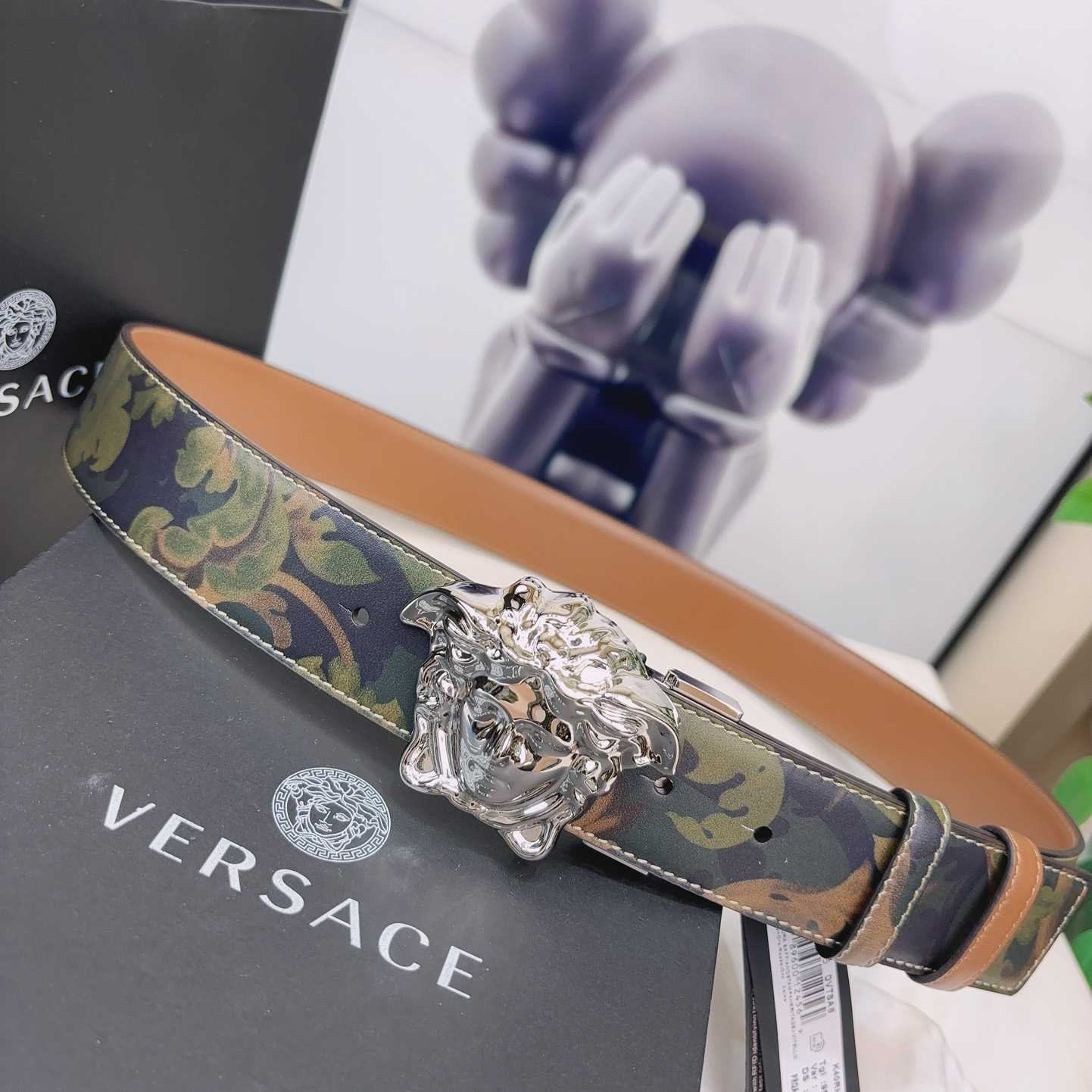 Versace La Medusa Logo-buckle Barocco-print Belt   40mm - DesignerGu