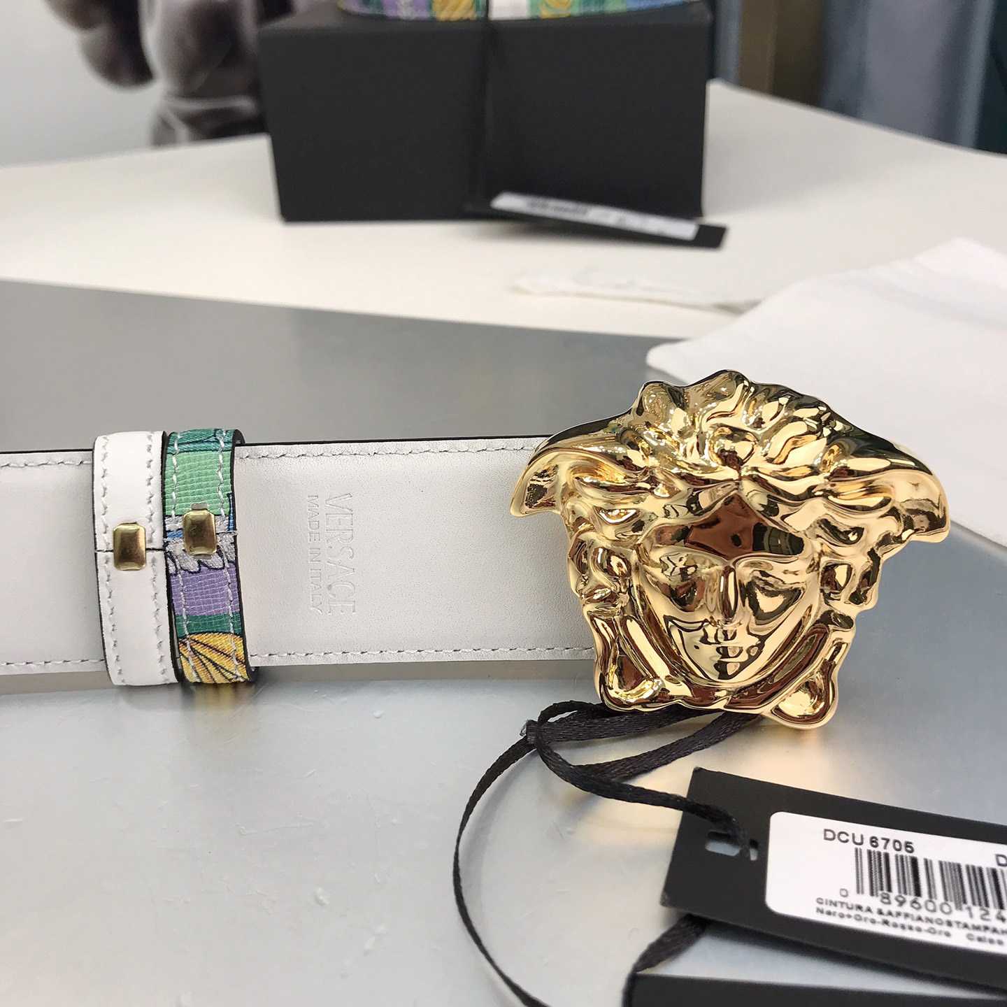 Versace Reversible Barocco Medusa Leather Belt   40mm - DesignerGu