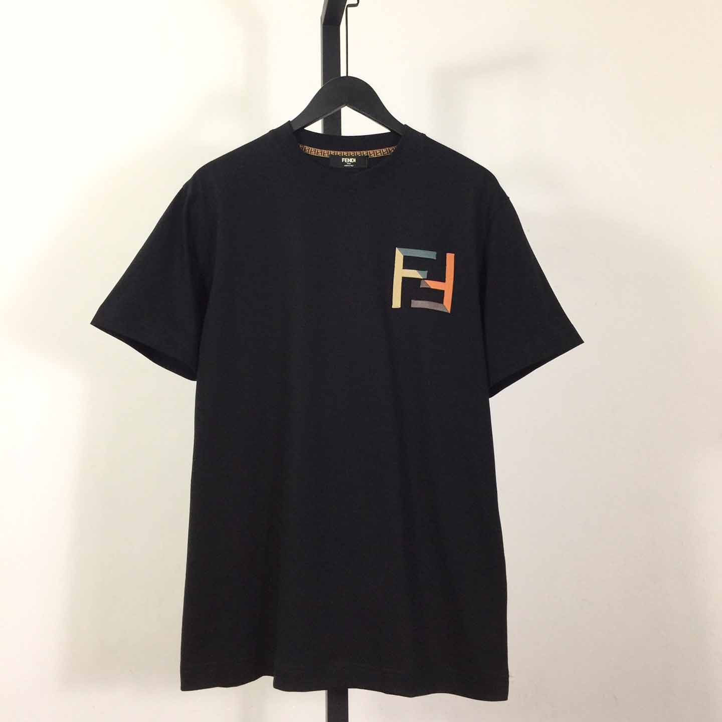 Fendi Black Cotton T-Shirt  - DesignerGu