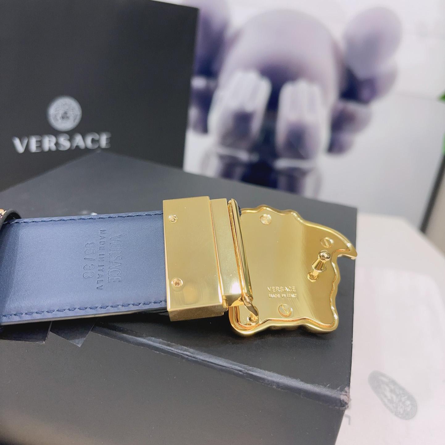 Versace La Medusa Logo-buckle Barocco-print Belt   40mm - DesignerGu