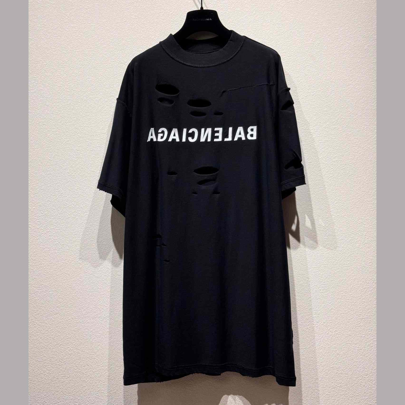 Balenciaga Mirror Balenciaga Inside Out T-Shirt Oversized In Black - DesignerGu