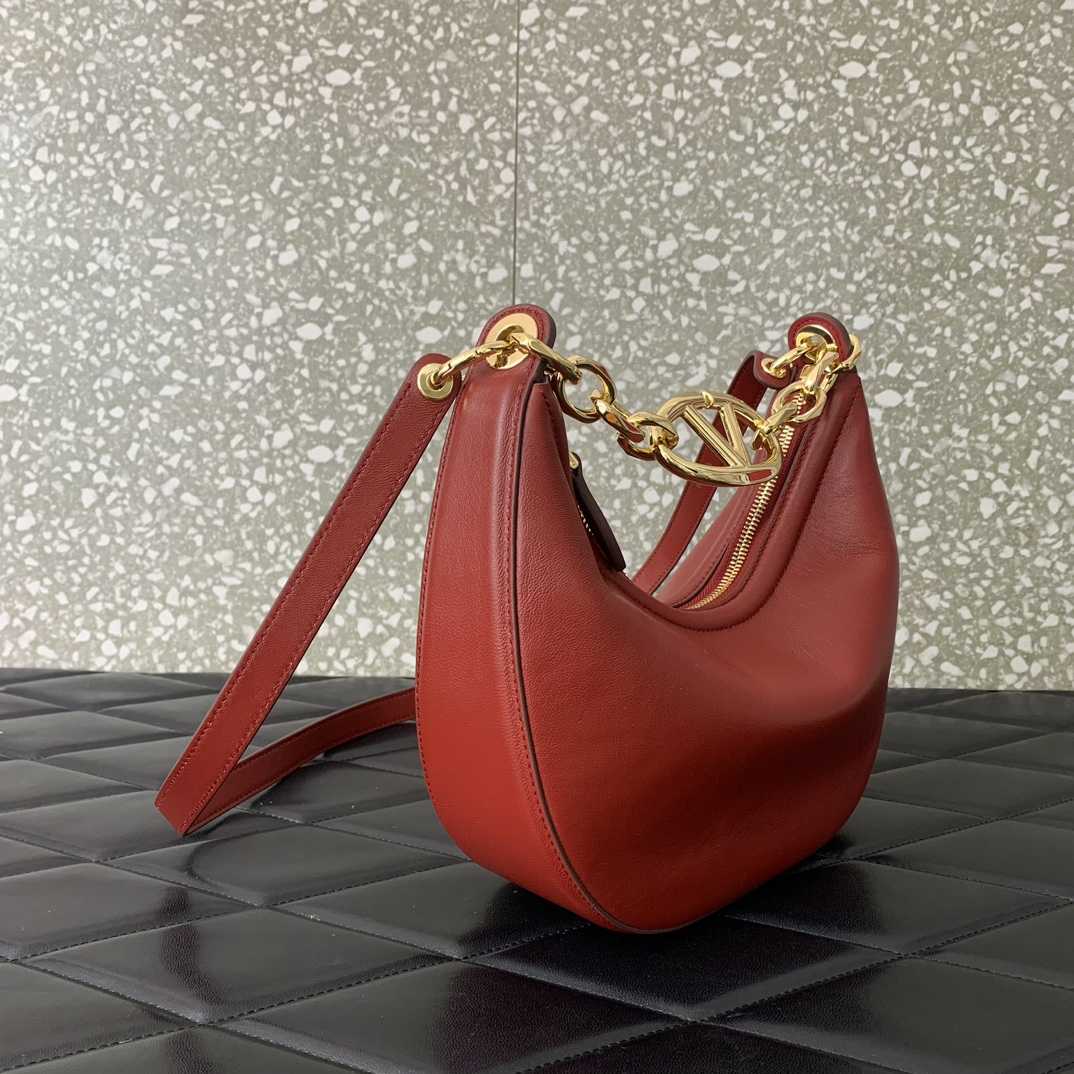 Valenti VLogo Moon Mini Hobo Bag In Nappa Leather With Chain - DesignerGu