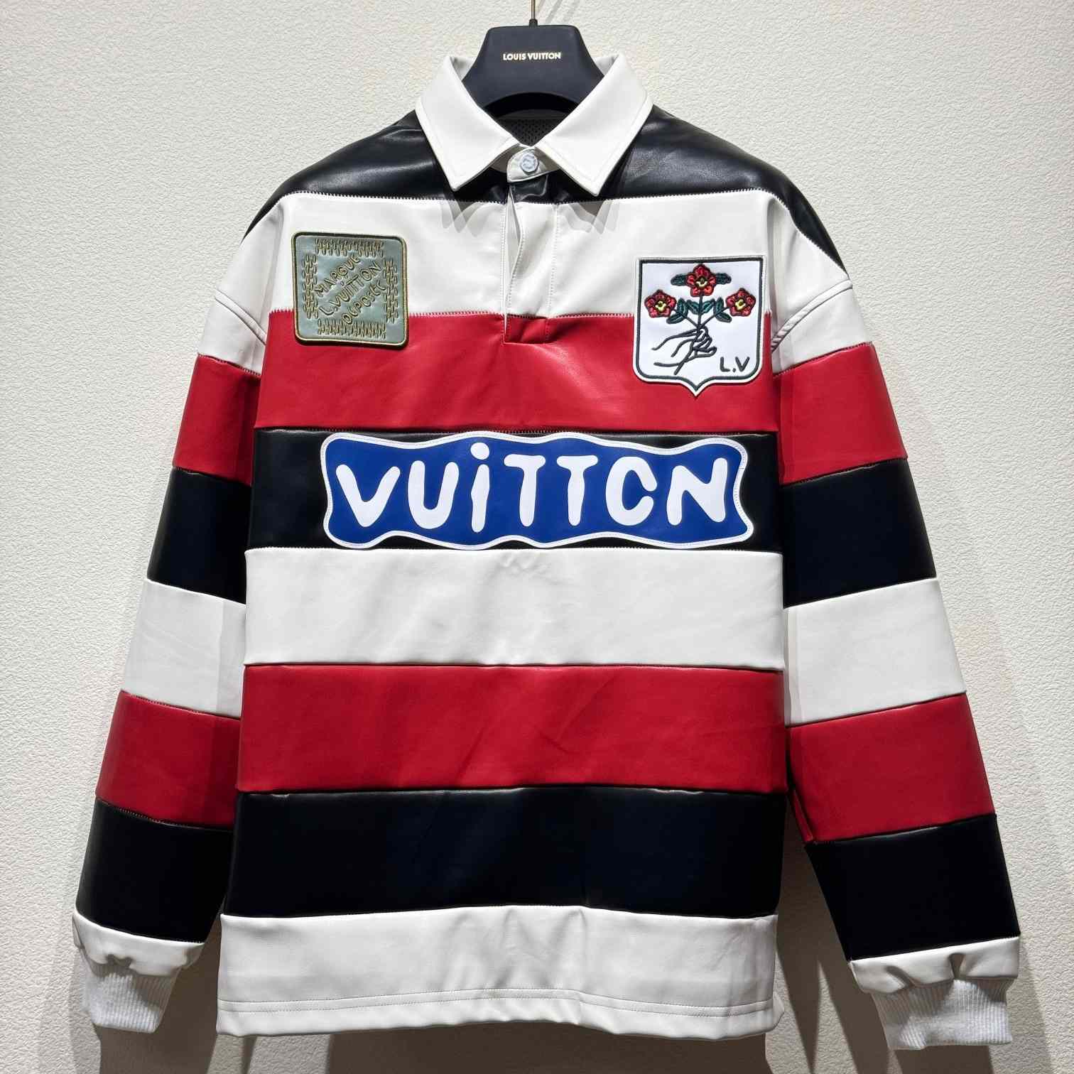 Louis Vuitton Long-Sleeved Leather Intarsia Rugby Polo   1AFIS2 - DesignerGu