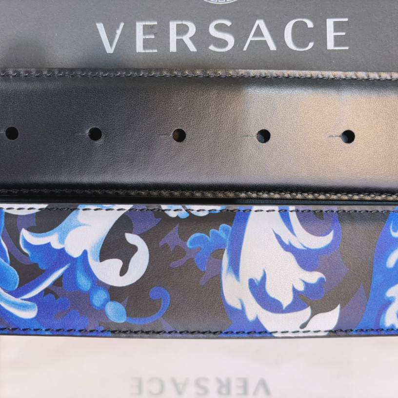 Versace La Medusa Logo-buckle Barocco-print Belt   40mm - DesignerGu