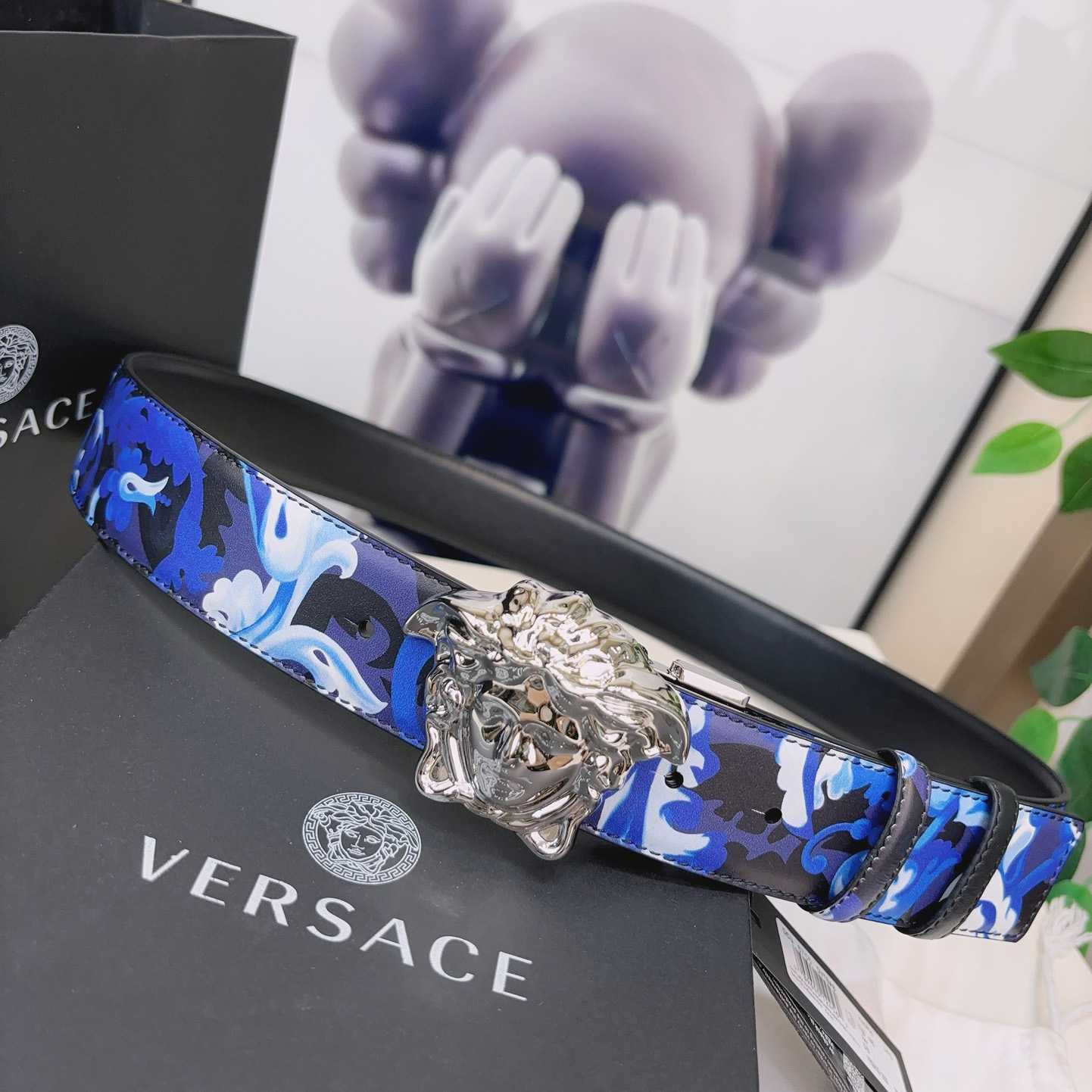 Versace La Medusa Logo-buckle Barocco-print Belt   40mm - DesignerGu