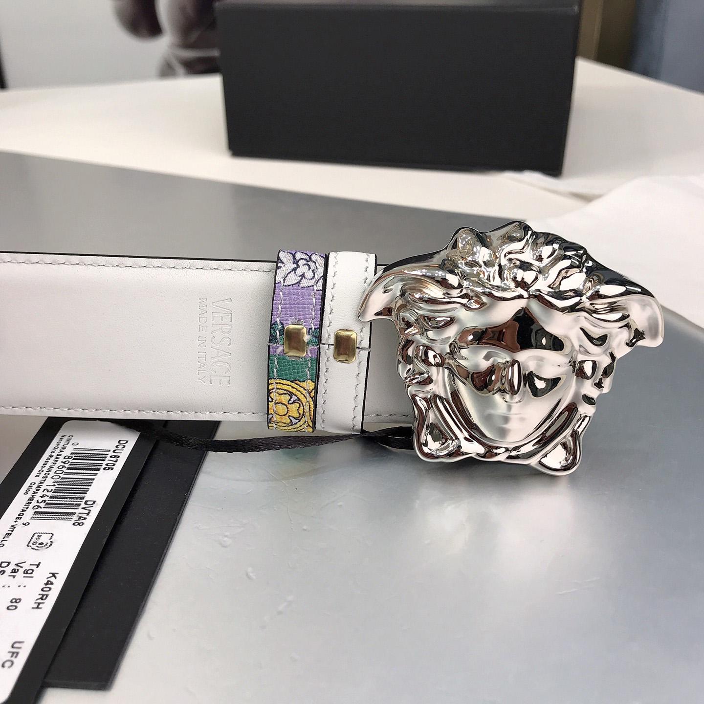 Versace Reversible Barocco Medusa Leather Belt   40mm - DesignerGu