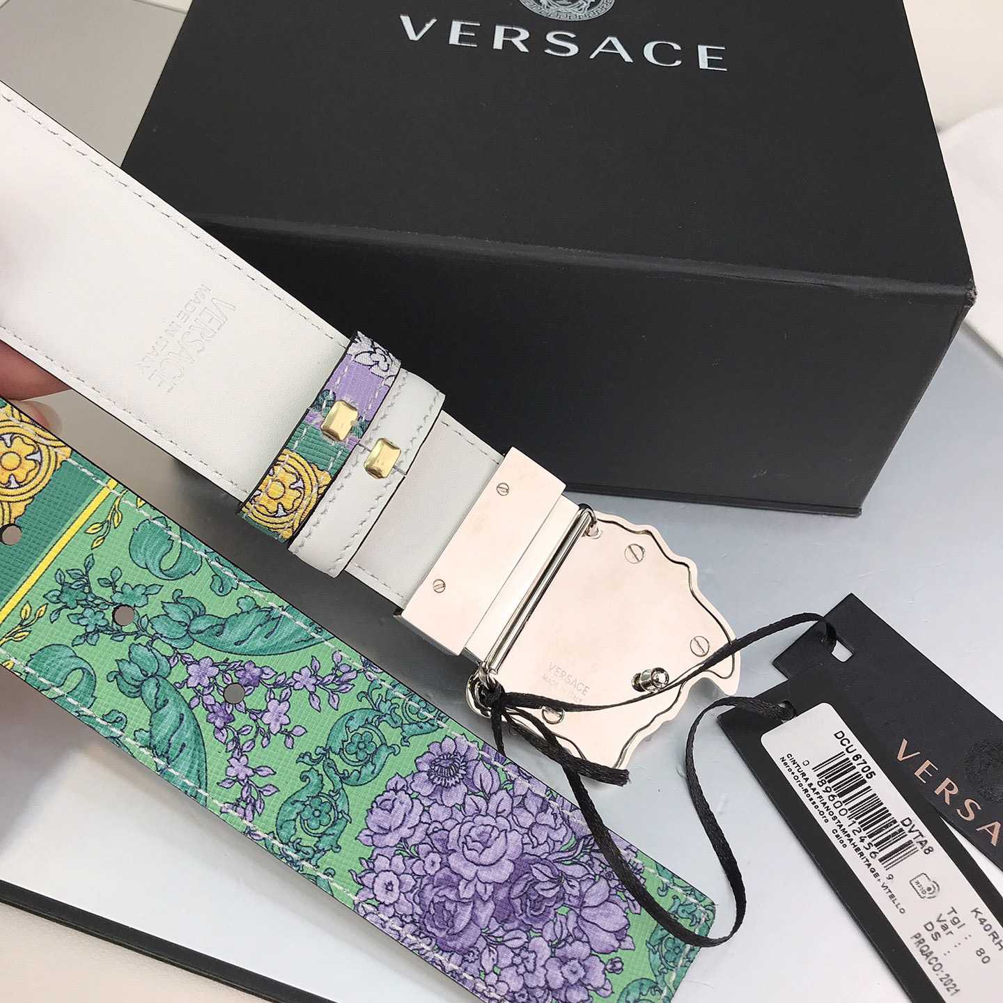 Versace Reversible Barocco Medusa Leather Belt   40mm - DesignerGu