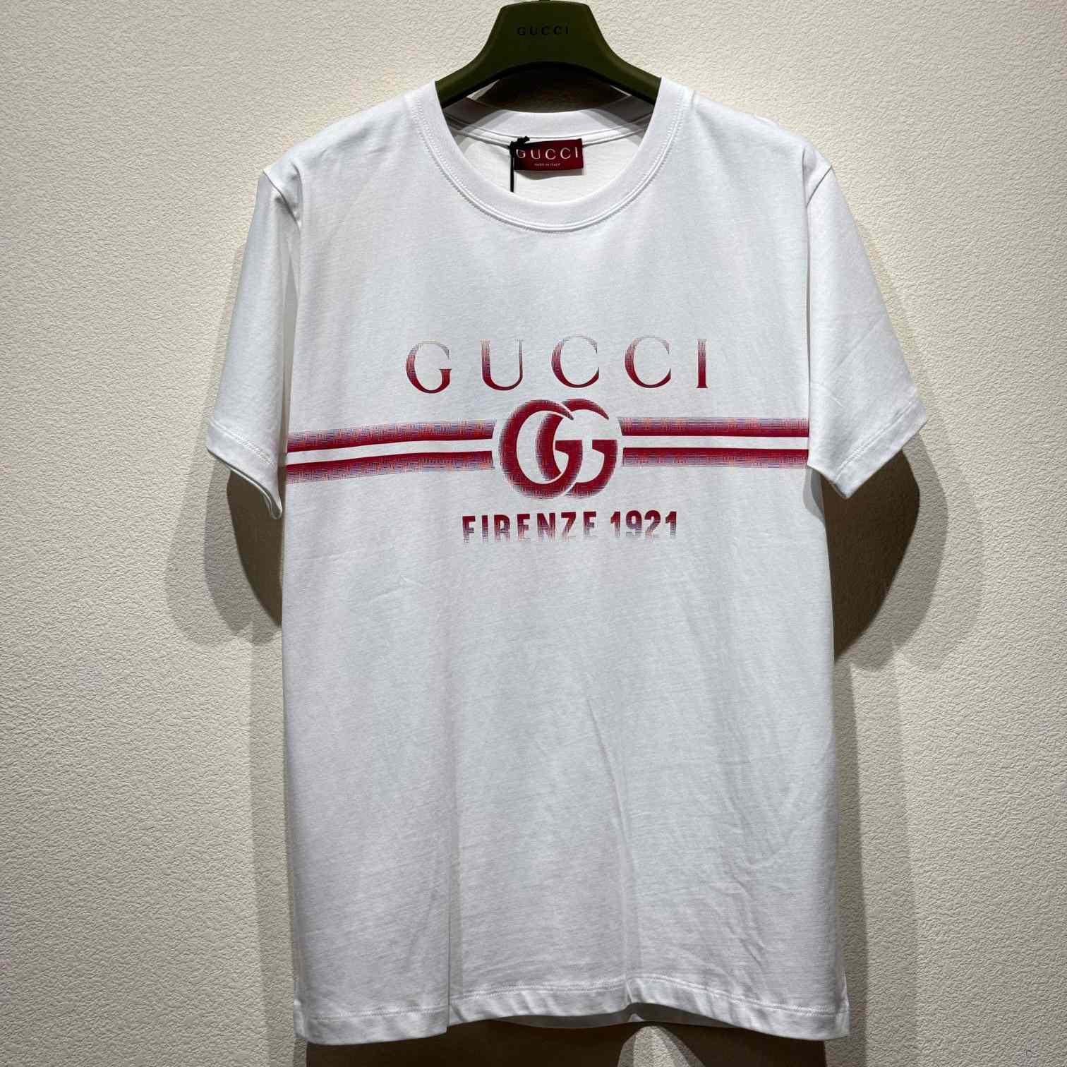 Gucci Cotton Jersey T-shirt With Gucci Print - DesignerGu