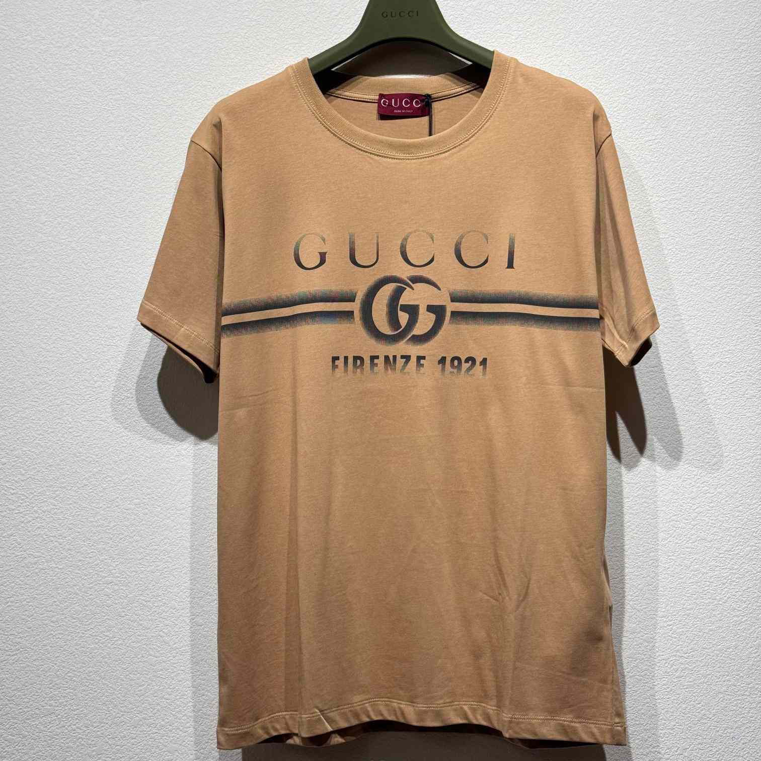 Gucci Cotton Jersey T-shirt With Gucci Print - DesignerGu