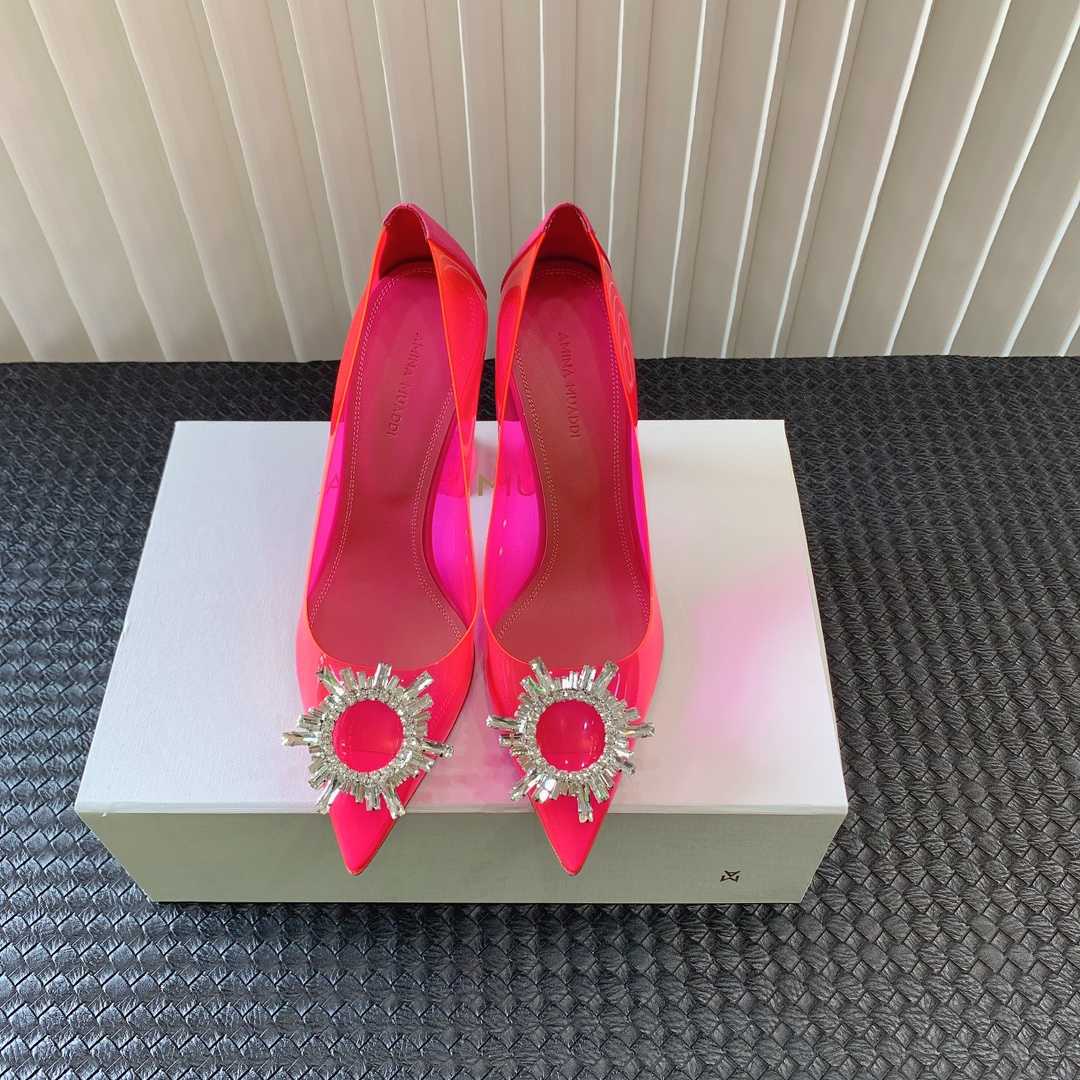 Amina Muaddi Begum Glass Pink Slingbacks - DesignerGu