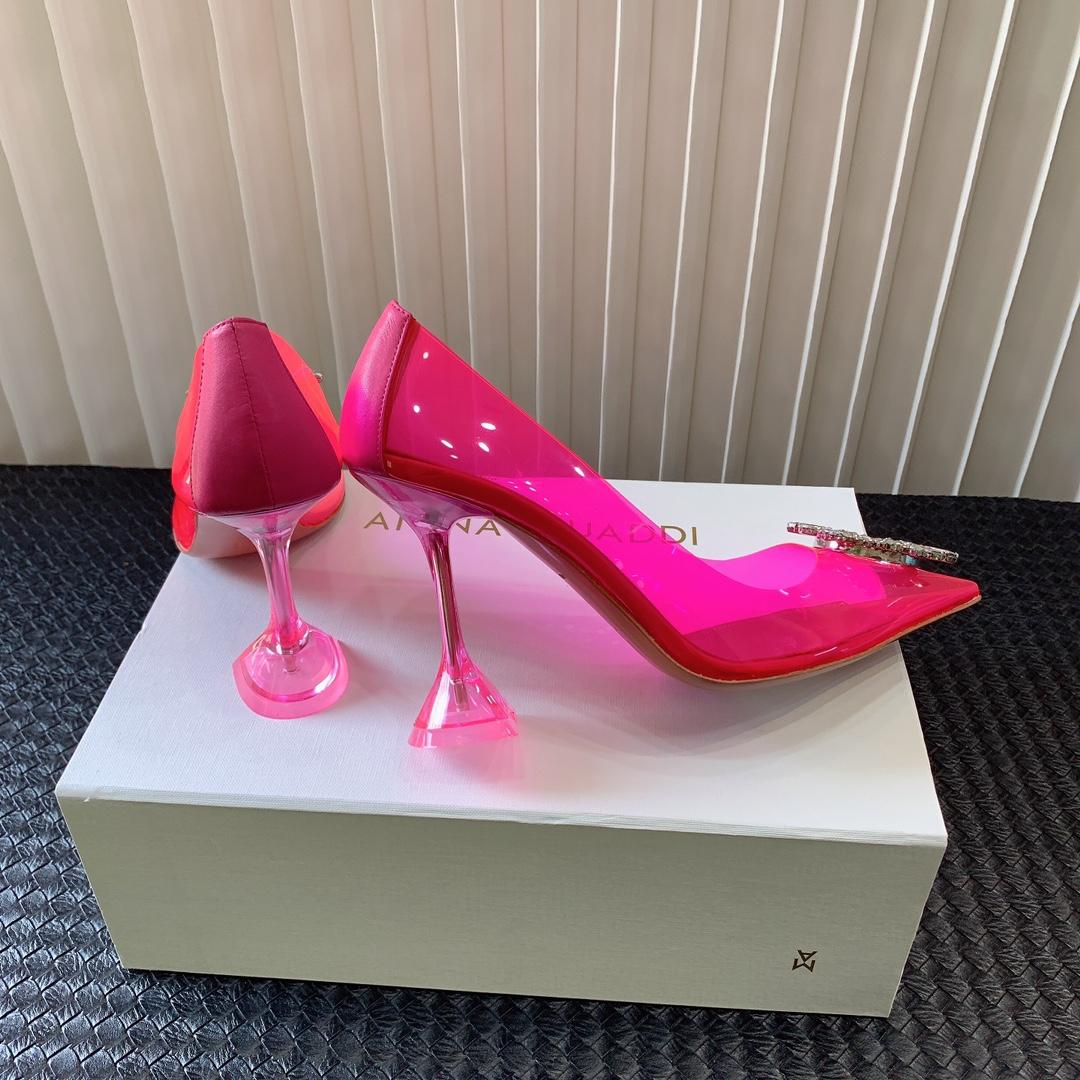 Amina Muaddi Begum Glass Pink Slingbacks - DesignerGu