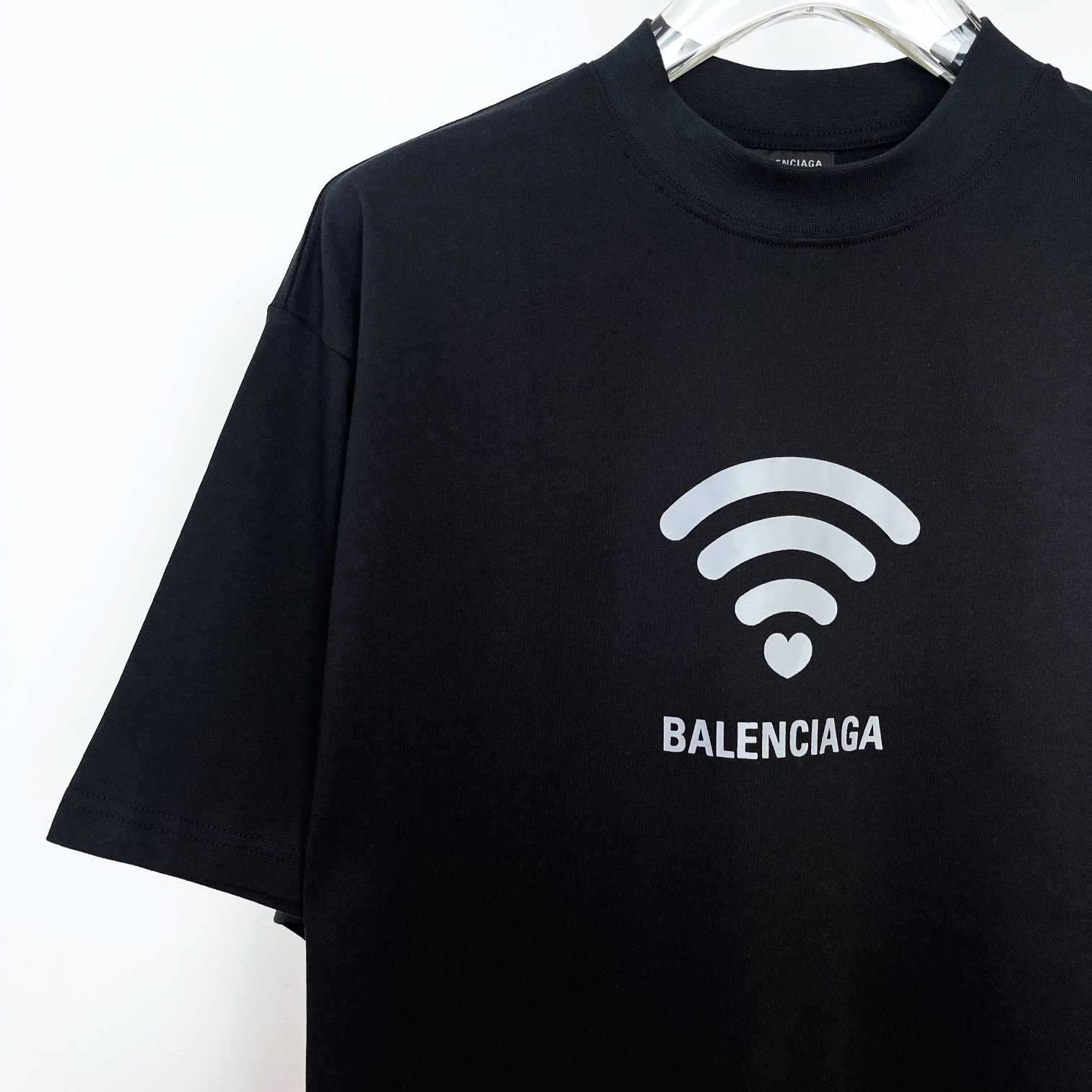 Balenciaga Wifi T-Shirt Oversized In Black - DesignerGu