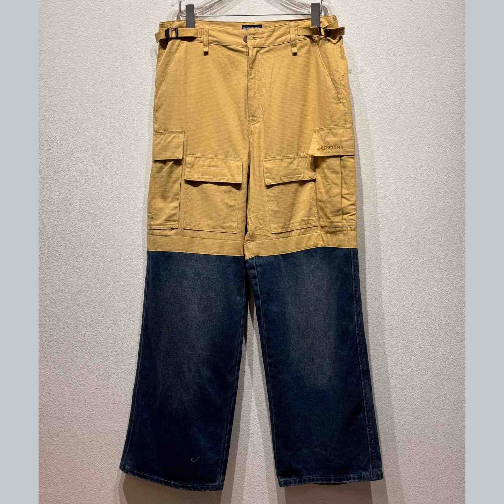 Balenciaga Blue Patched Cotton Cargo Pants - DesignerGu
