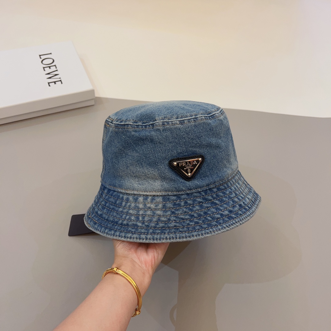 Prada Denim Bucket Hat - DesignerGu