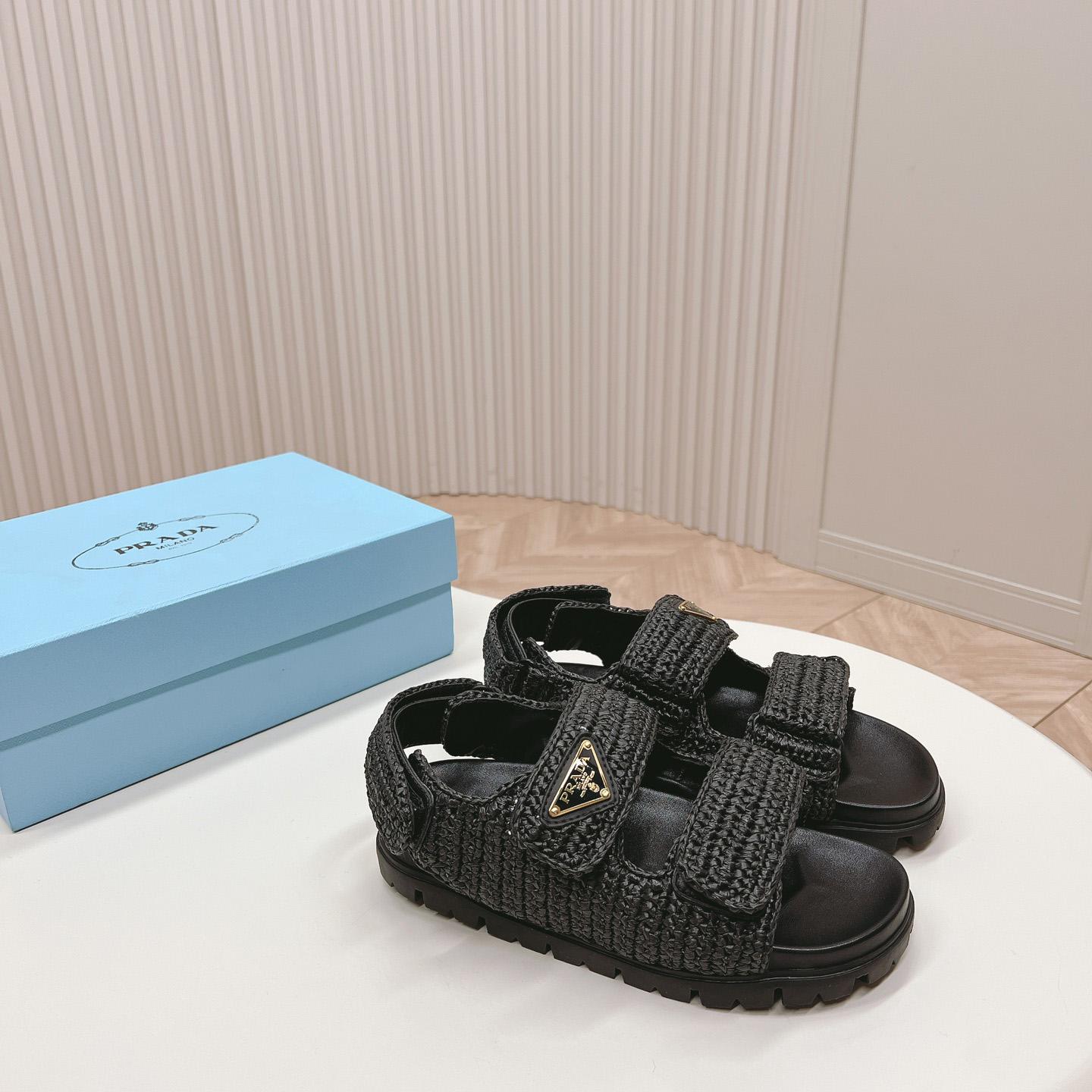 Prada Woven Fabric Sandals - DesignerGu