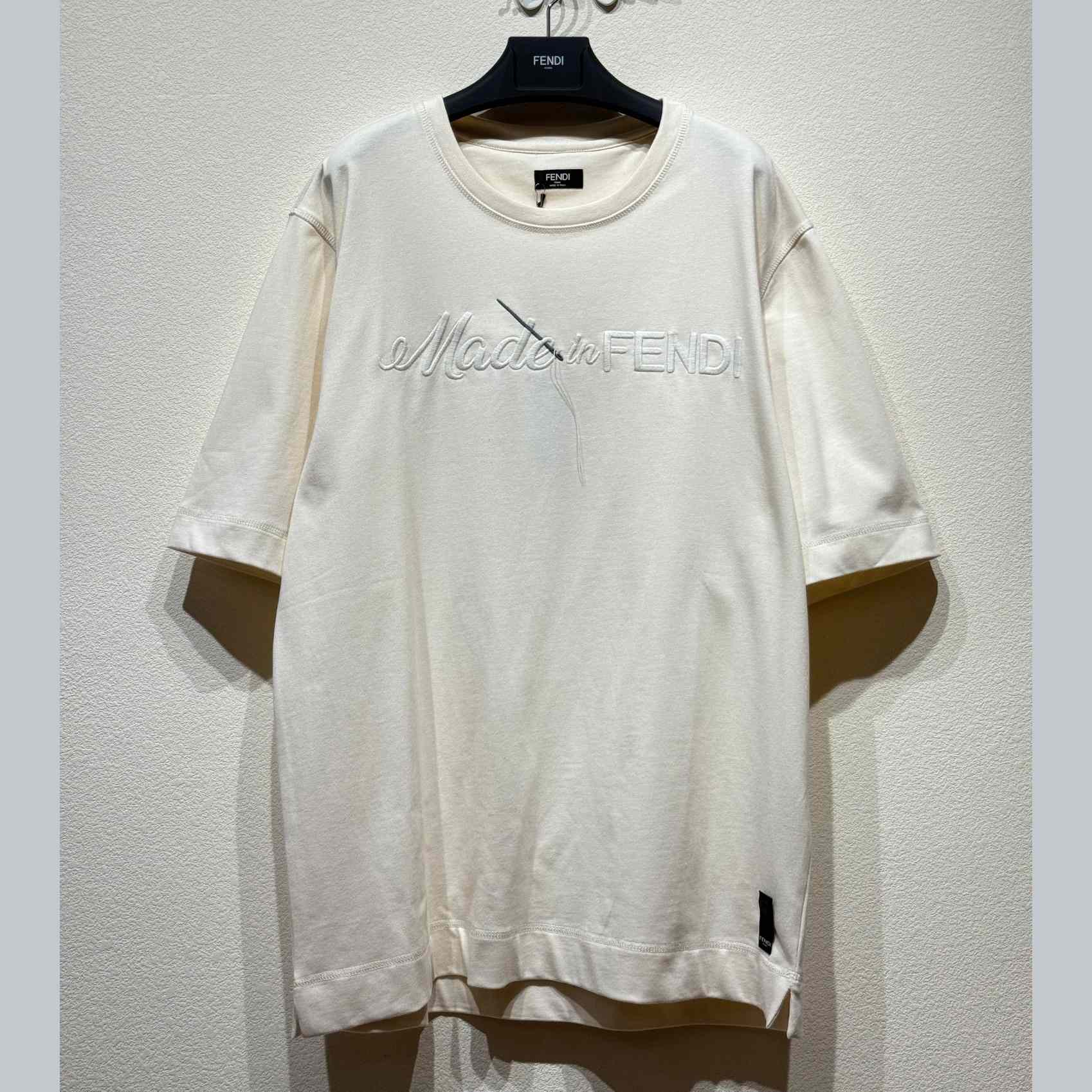 Fendi Logo-embroidered Cotton T-shirt - DesignerGu