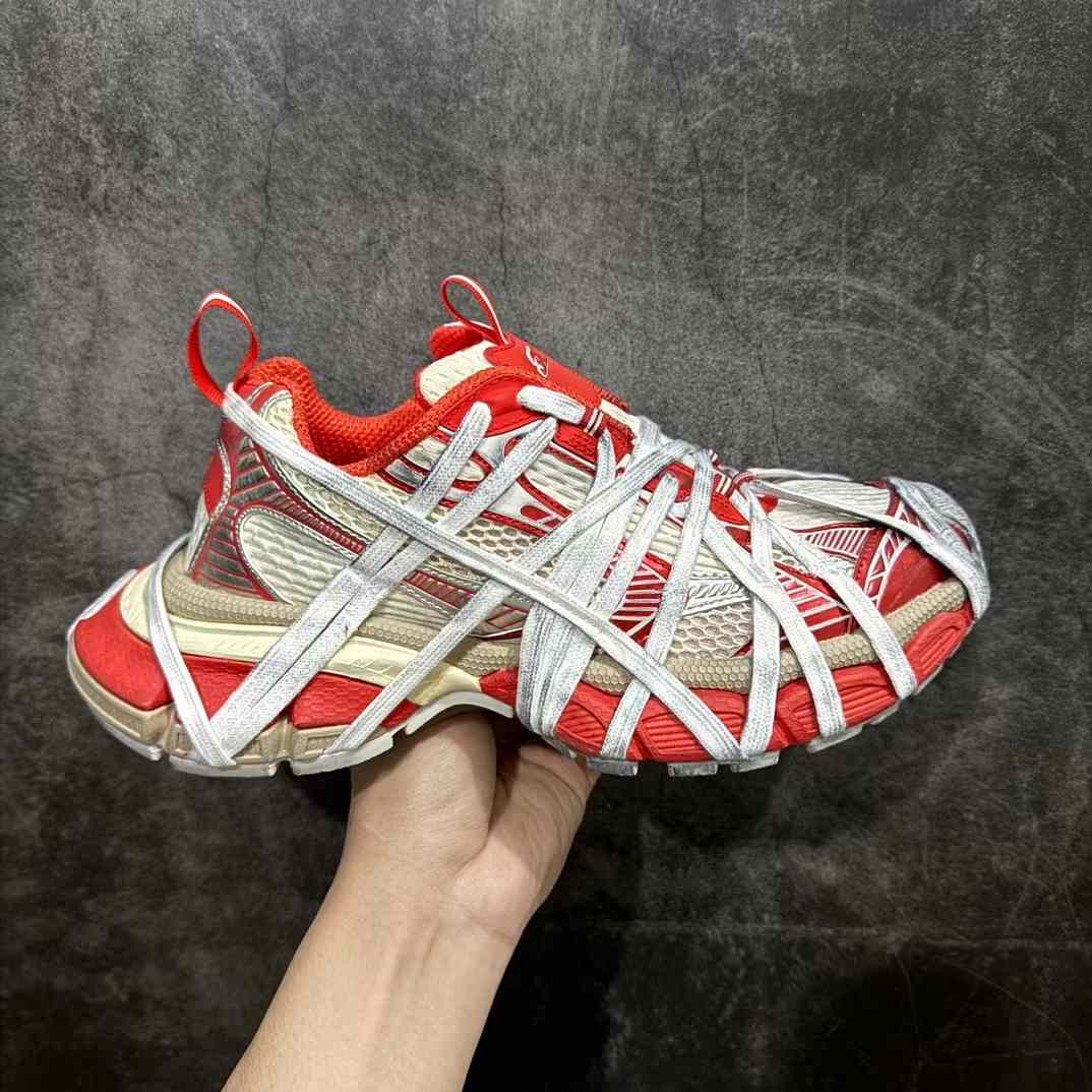 Balenciaga 3XL Extreme Lace Sneaker In Orange And Beige Mesh And Polyurethane - DesignerGu