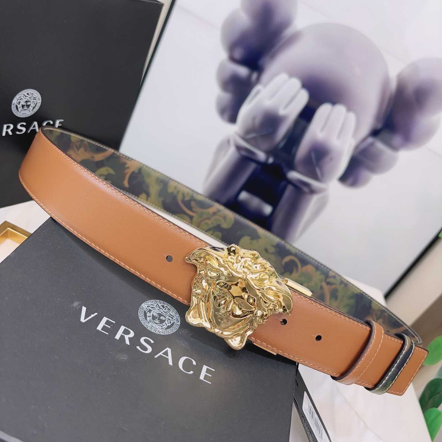 Versace La Medusa Logo-buckle Barocco-print Belt   40mm - DesignerGu