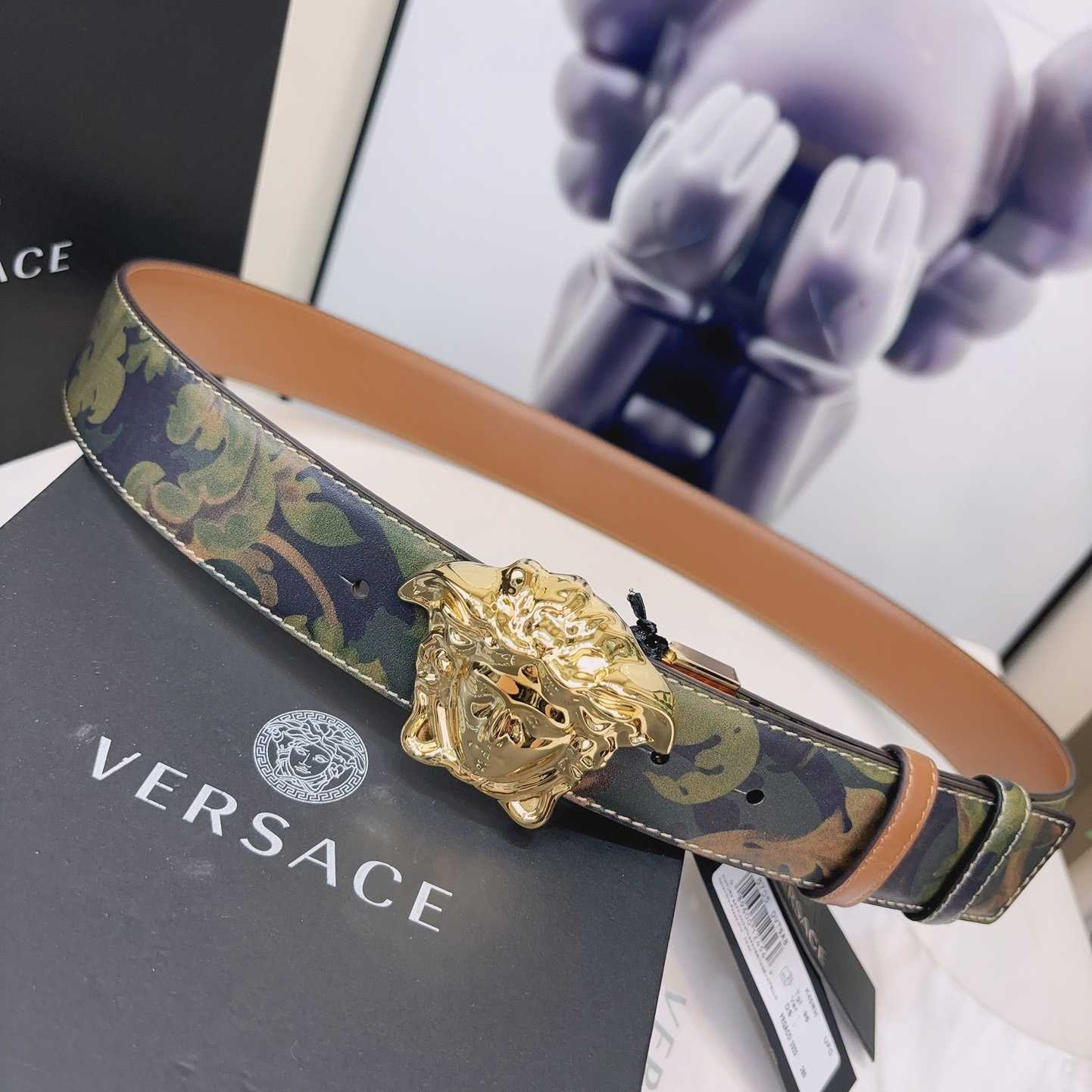 Versace La Medusa Logo-buckle Barocco-print Belt   40mm - DesignerGu