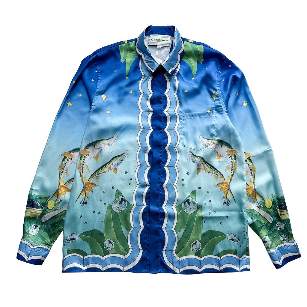 Casablanca Caviar Club Cuban Shirt In Silk - DesignerGu