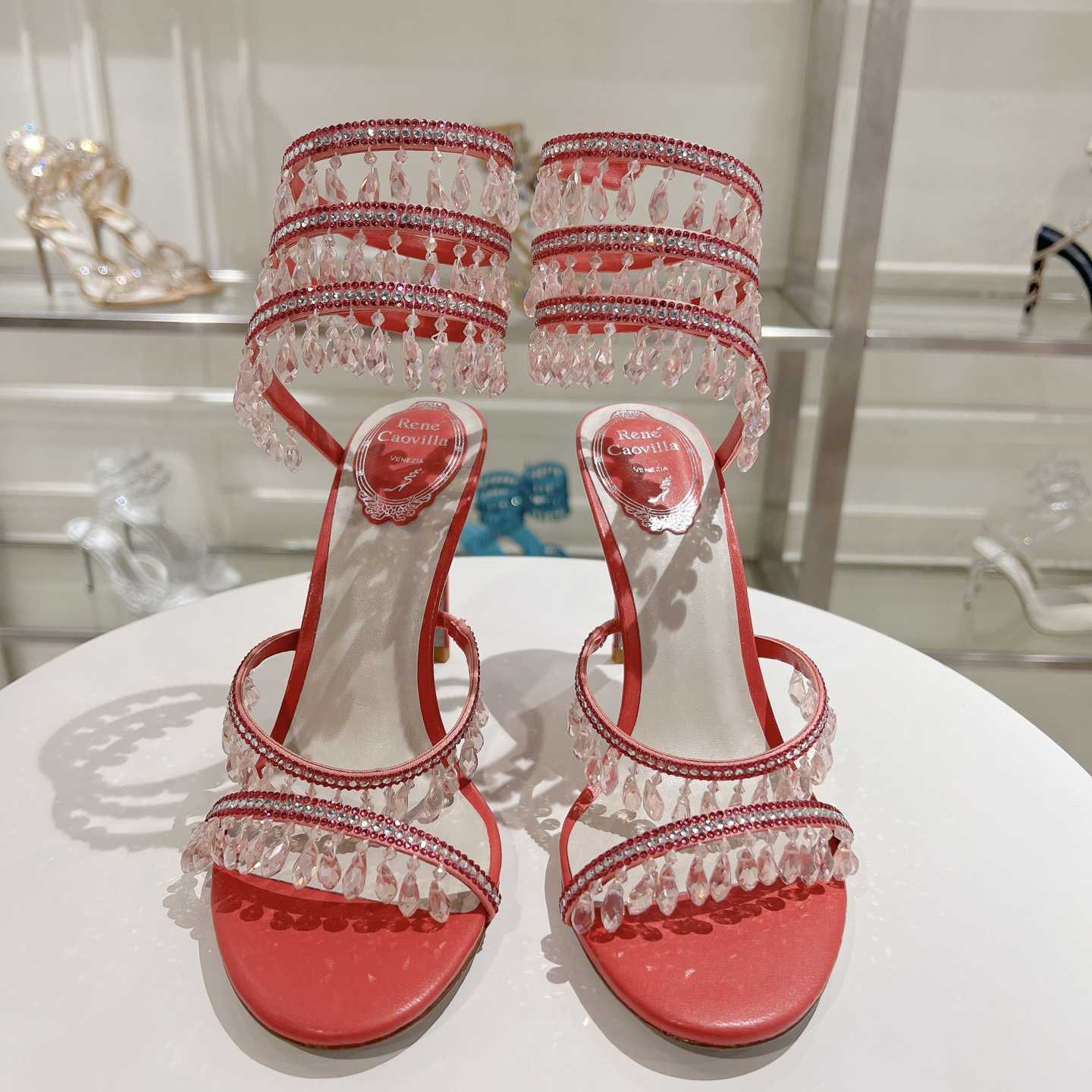 Rene Caovilla Chandelier 95mm Crystal-embellished Sandals - DesignerGu