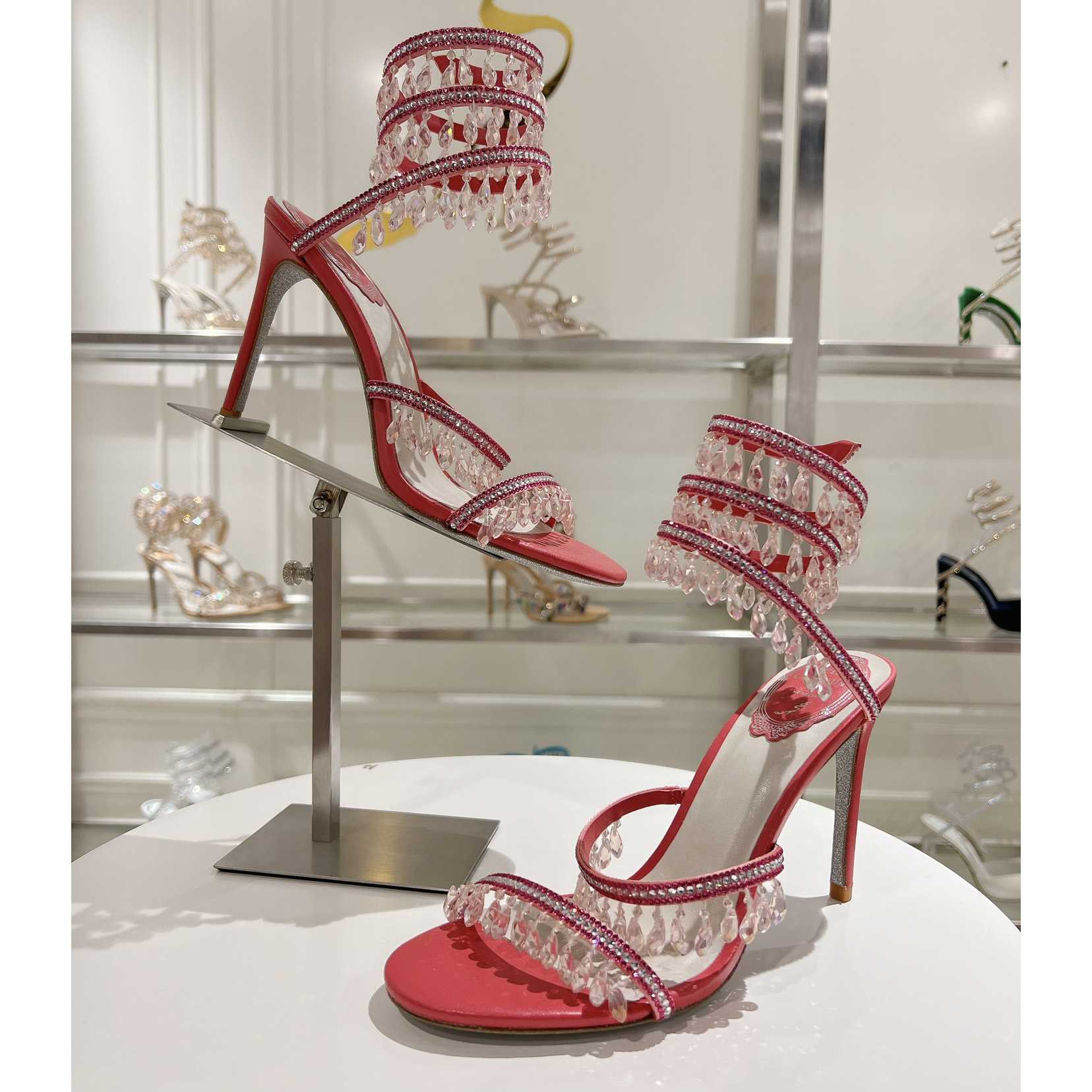 Rene Caovilla Chandelier 95mm Crystal-embellished Sandals - DesignerGu