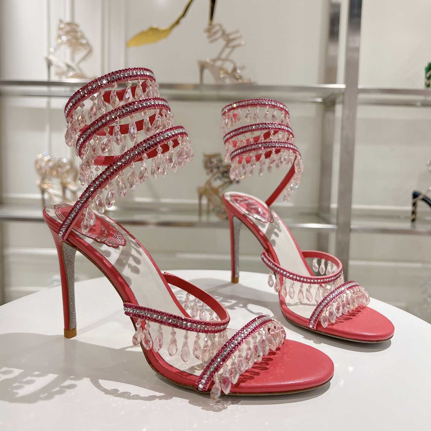 Rene Caovilla Chandelier 95mm Crystal-embellished Sandals - DesignerGu