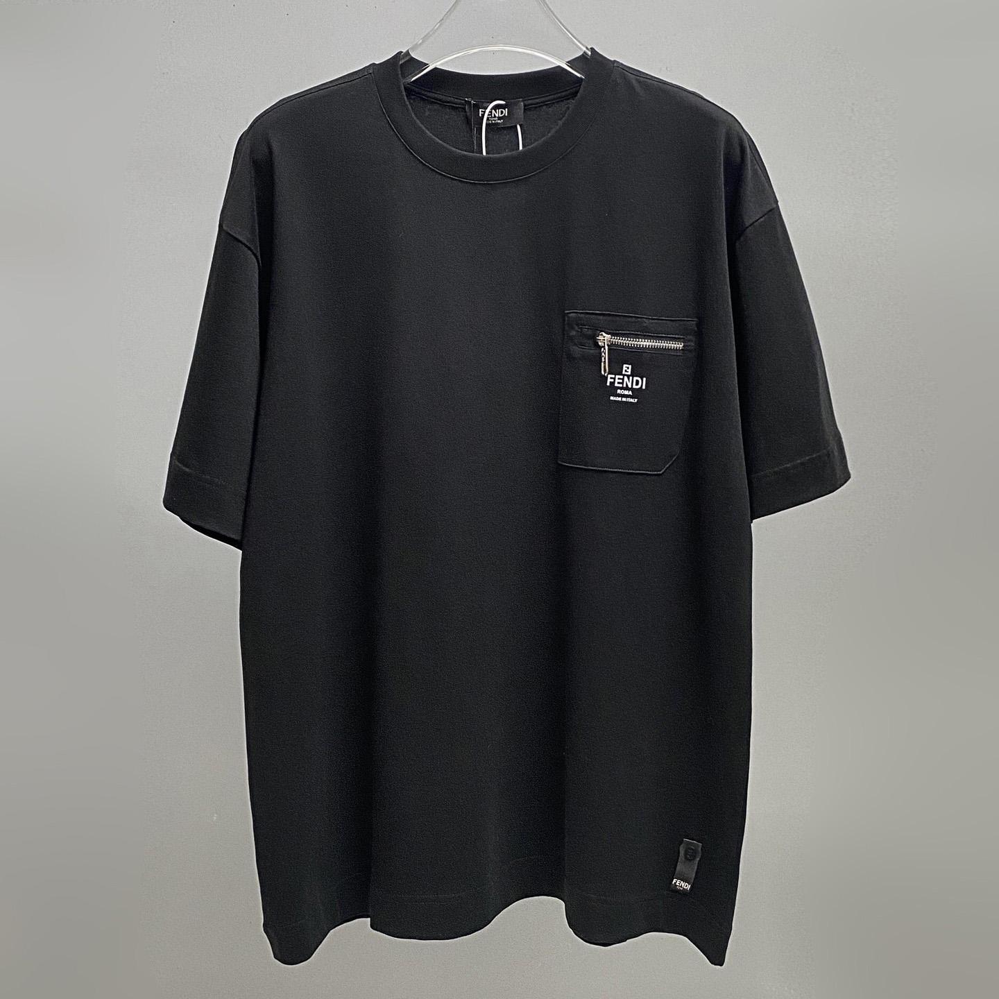 Fendi Black Cotton T-shirt - DesignerGu