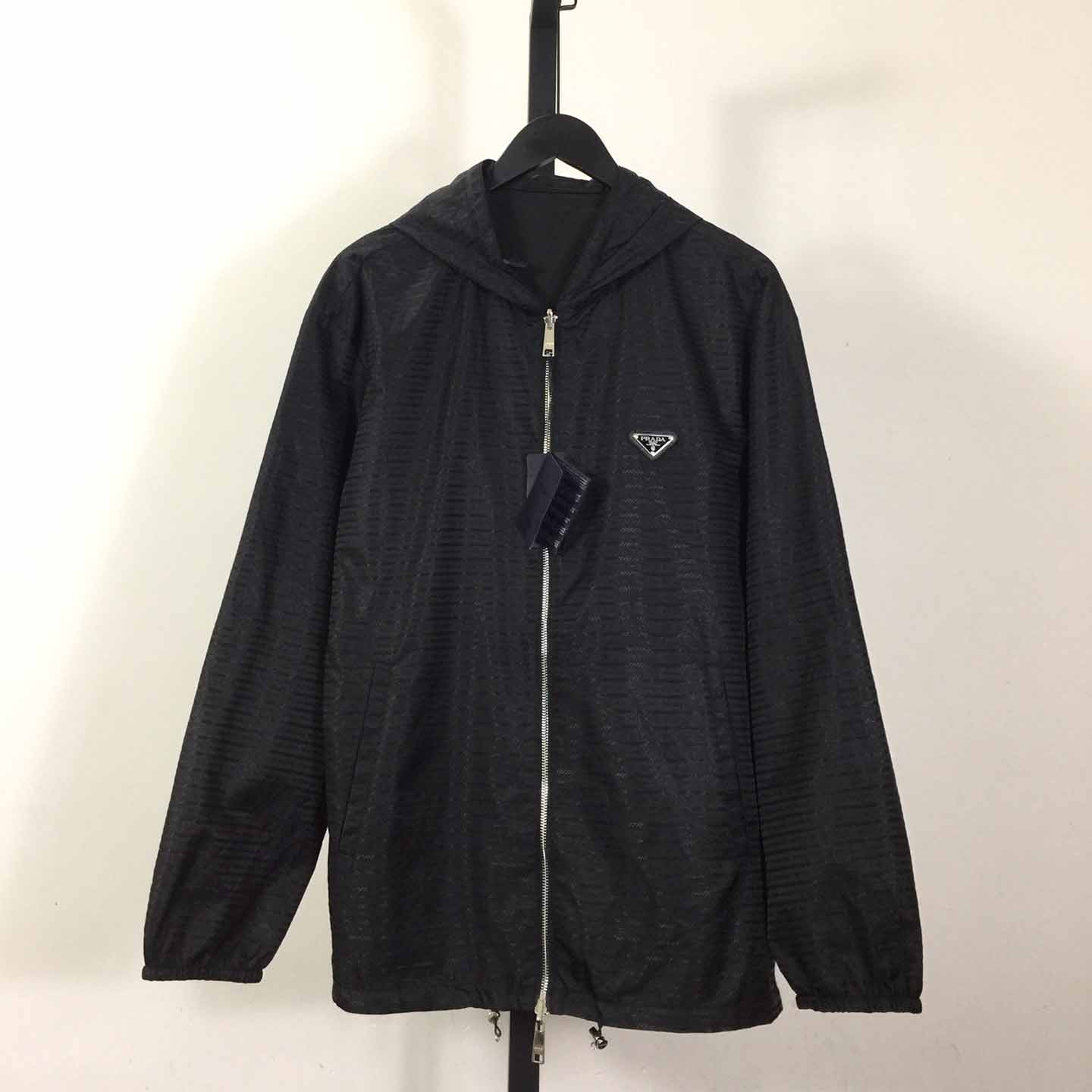 Prada Reversible Cotton Fleece And Re-Nylon Hoodie Jacket - DesignerGu