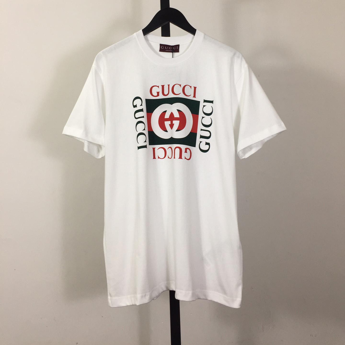 Gucci Cotton Jersey T-shirt With Gucci Print  - DesignerGu