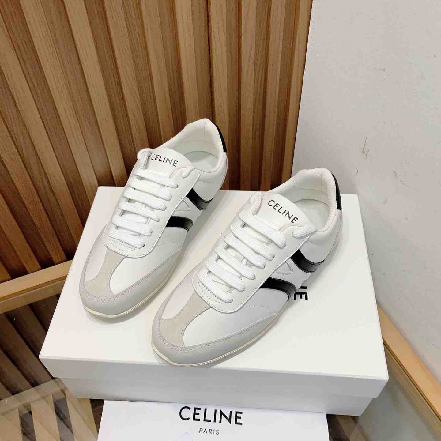 Celine Jogger Low Lace-up Sneaker In Calfskin & Suede Calfskin - DesignerGu