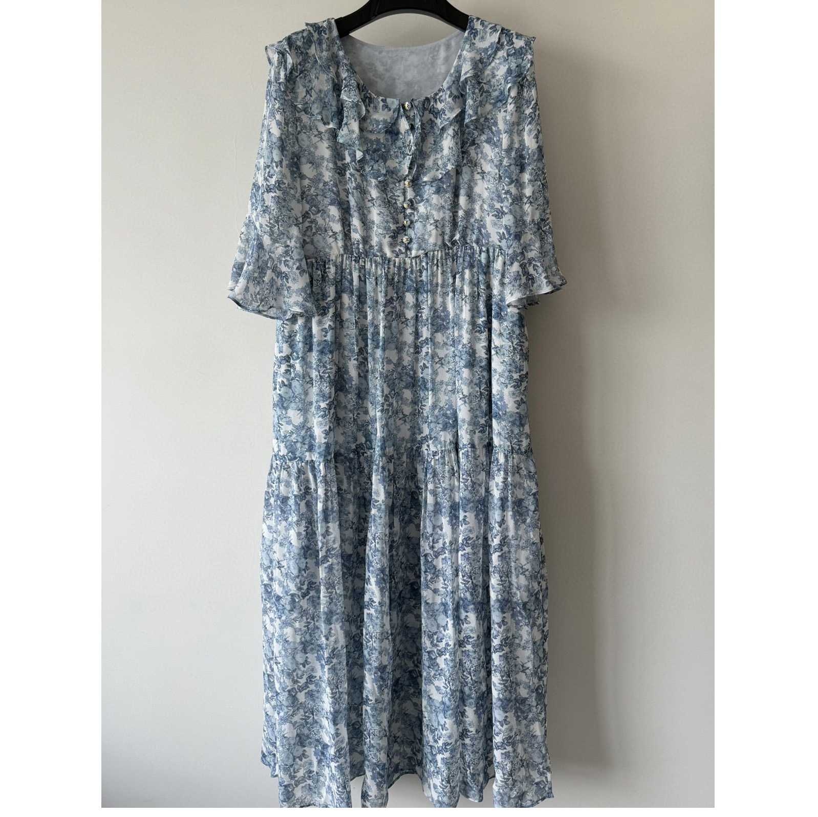 Celine Long Dress In Silk Georgette - DesignerGu