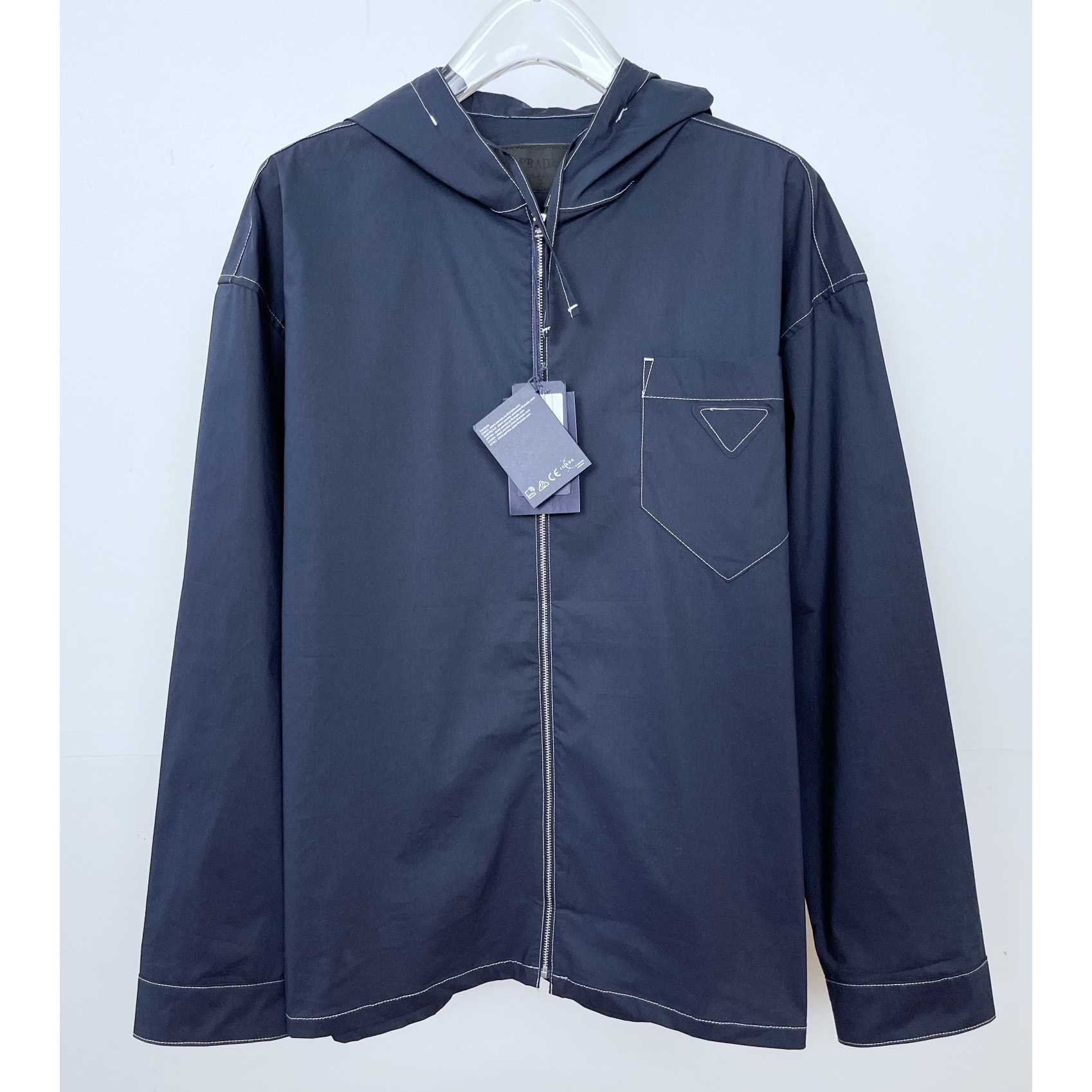 Prada Logo Zip-Up Overshirt - DesignerGu