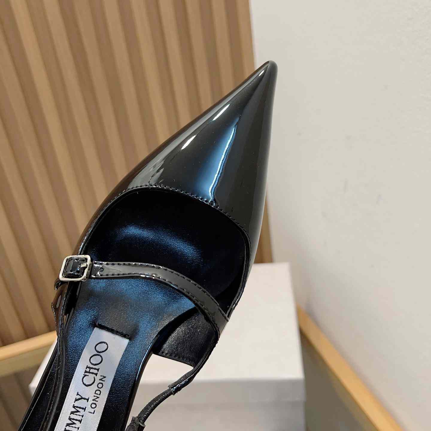 Jimmy Choo Didi 45 Black Patent Leather Pointed Pumps - DesignerGu