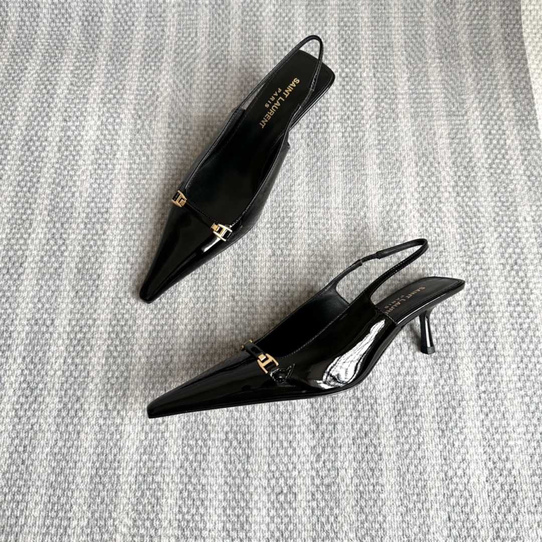 Saint Laurent Carine Slingback Pumps In Patent Leather - DesignerGu